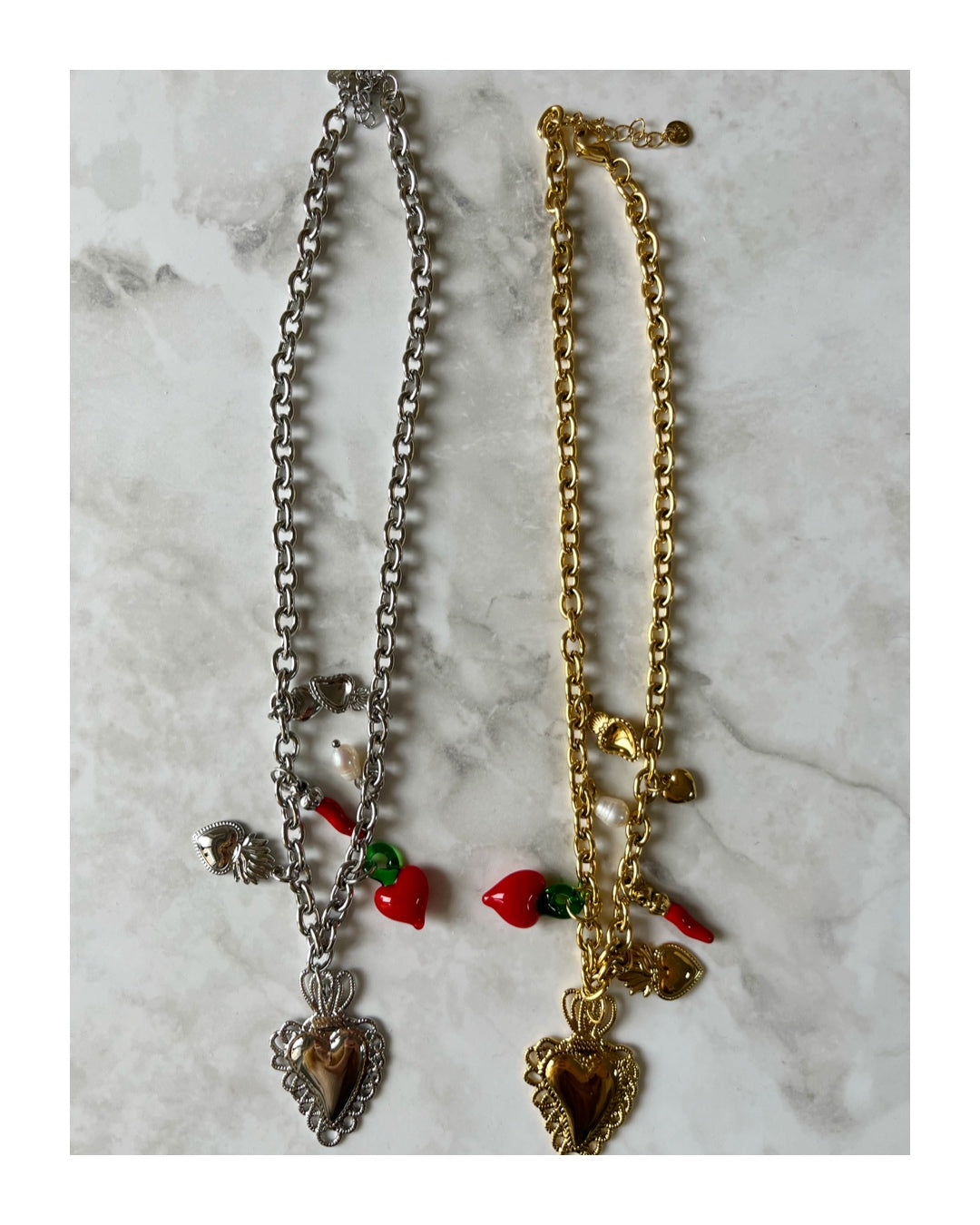 Collana Cuori Sacri con ciondoli smaltati