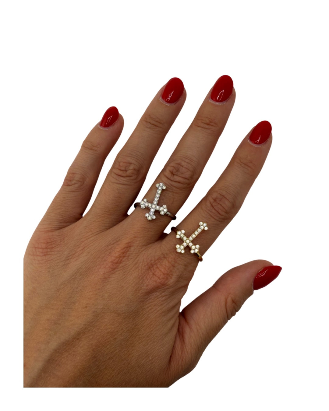 Omaggio Anello Croce Glitter