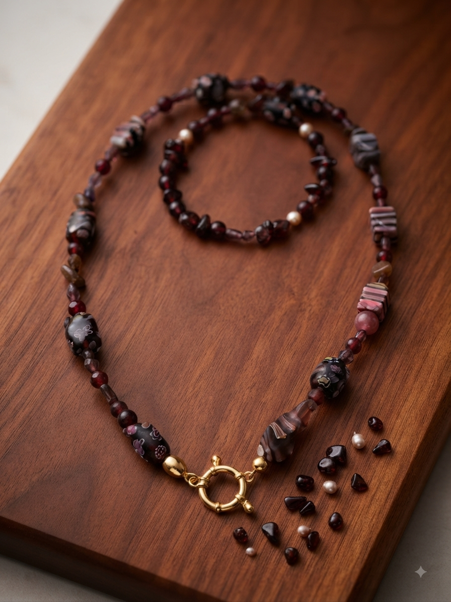 Collana Armonia Borgogna Handmade