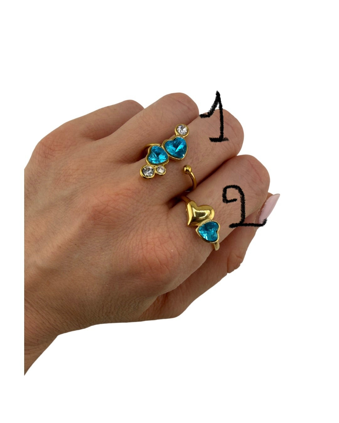 Anello Cuori Light Blue