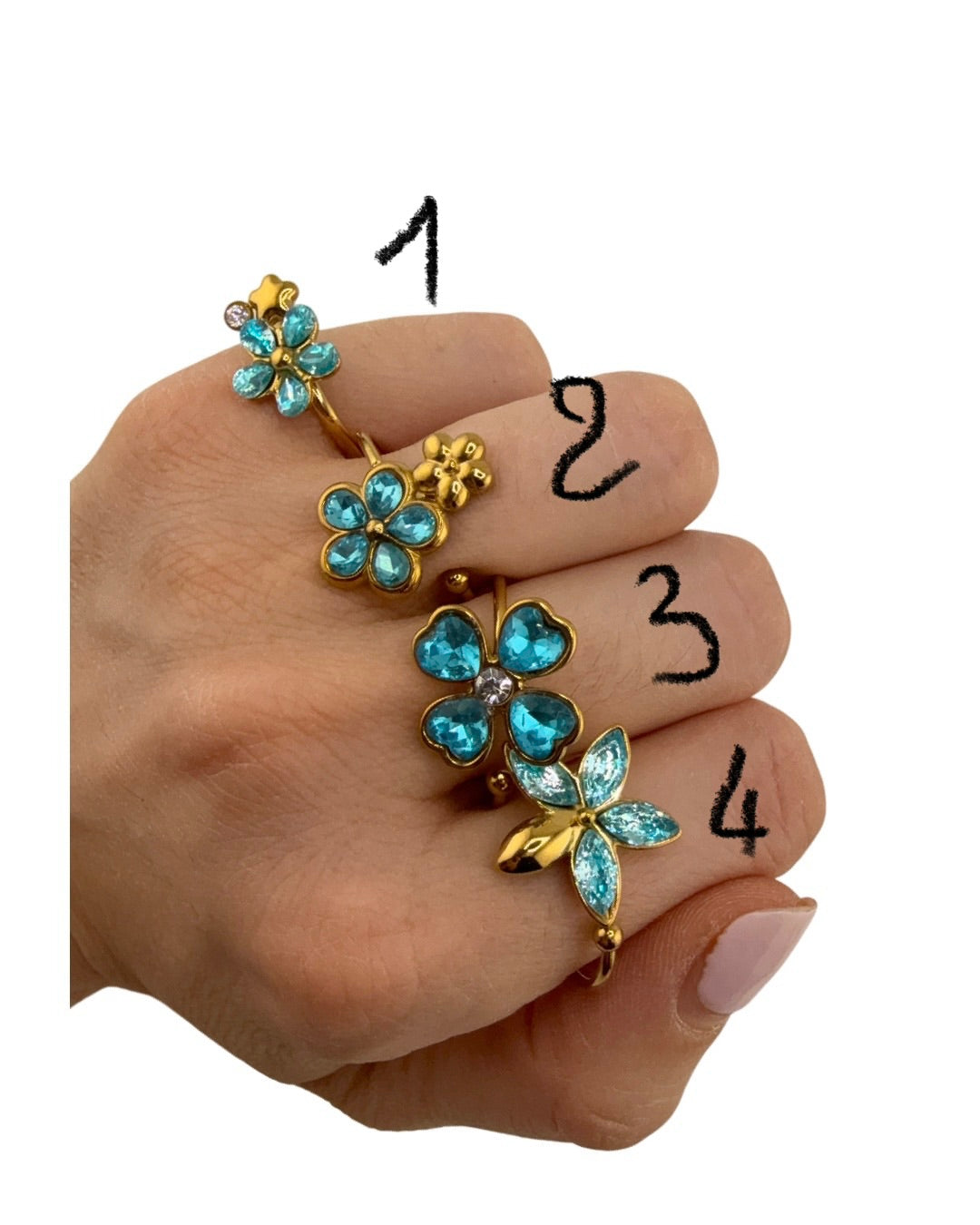 Anello Fiori Light Blue